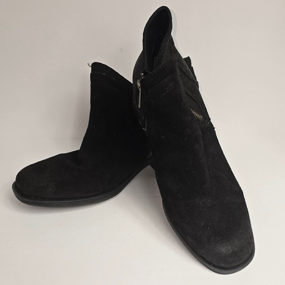 Born Black Suede Split Shaft Ankle Boots Side Zip Leather BR0053809 Womens 8